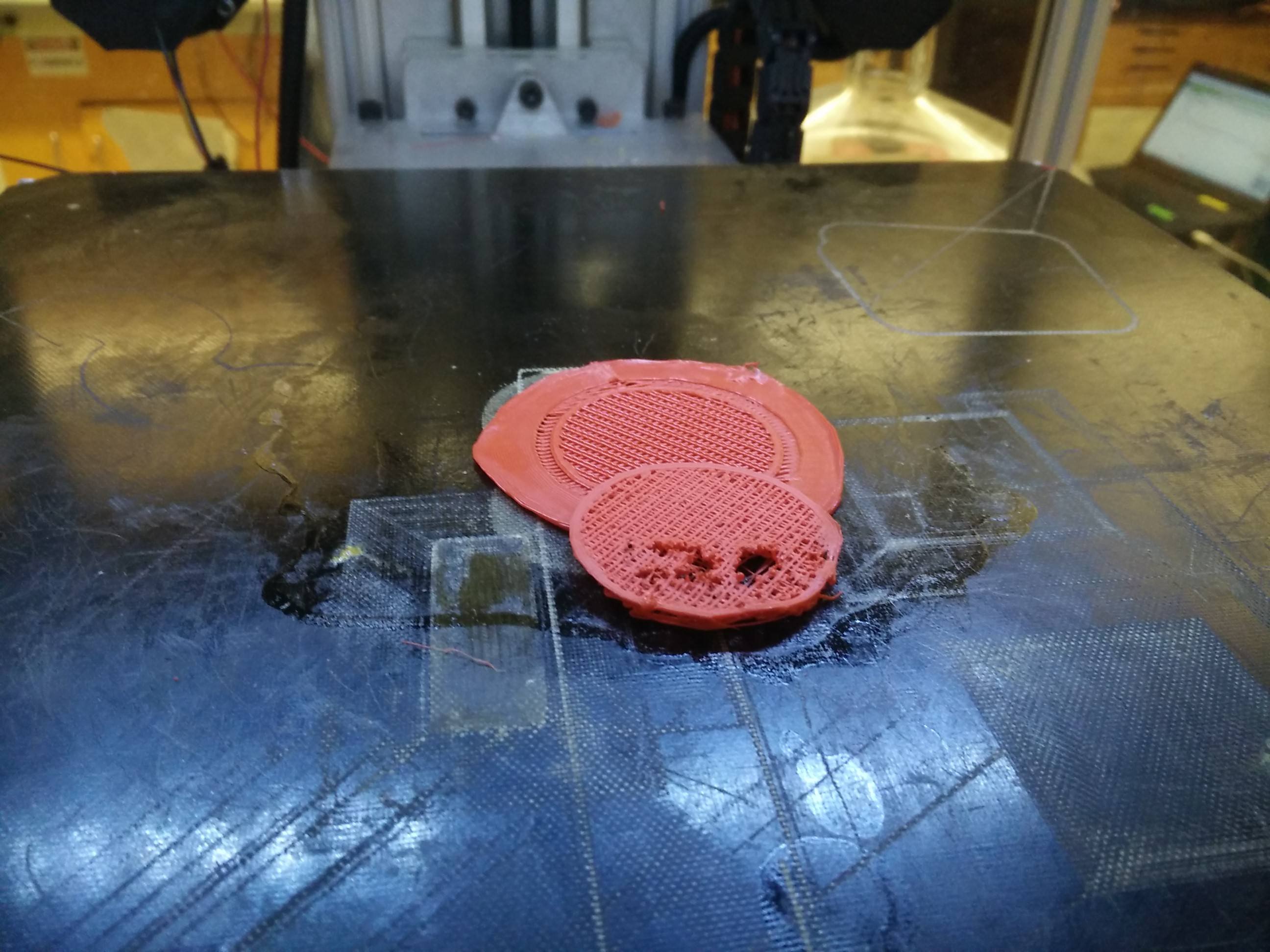 Close up of 3D print exhibiting positive Y displacement mid-print
